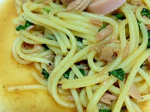 シーチキン＆魚肉ソーセージの麺つゆパスタ